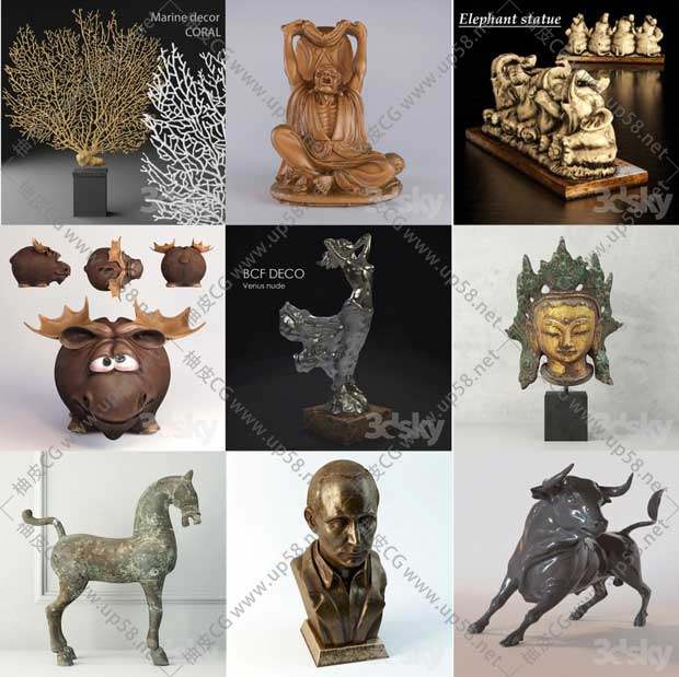 3DSMAX室内装饰艺术雕塑三维模型