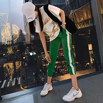 European station 2021 summer new sports leisure suit womens fashion loose Korean version of net red Foreign Air two-piece set