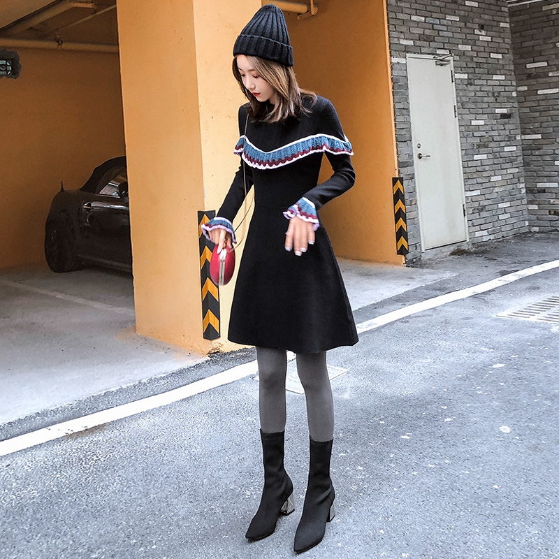 Europe Station 2022 Autumn Winter New Knit Foreign Dress Woman style Slim Temperament Fashion Fairy Dresses
