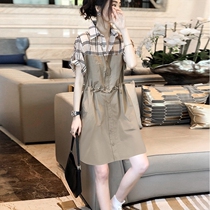 Tide cards 2022 Summer new shirts Dress Dress Woman Loose THIN FOREIGN AIR RETRO SHORT SLEEVE T-SHIRT WITH LONG DRESSES