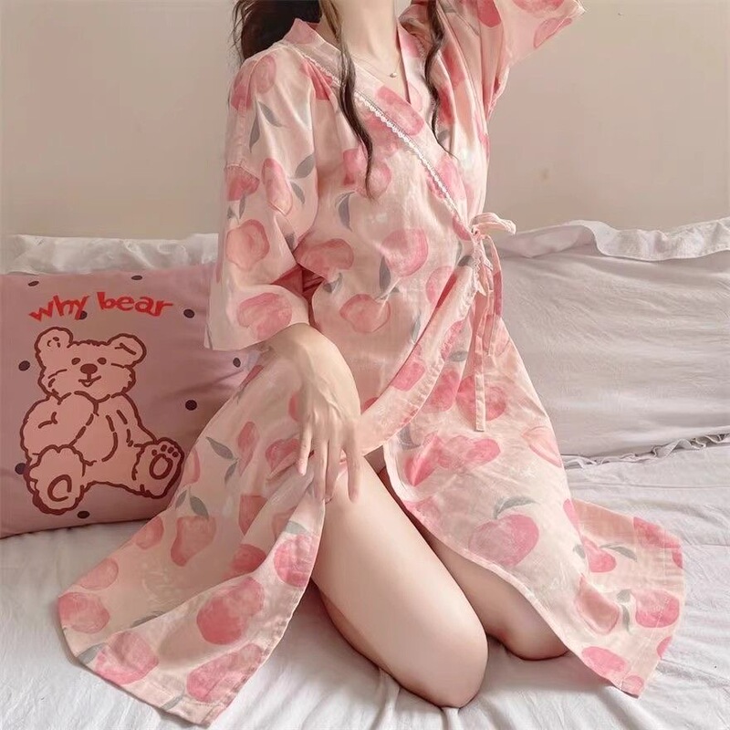 Japanese-Style Cute Pajamas for Women, Summer Nightgown 2026 New Japanese Kimono Bathrobe, Summer Short-Sleeved Nightgown, Loungewear Japanese-Style Cute Pajamas for Women, Summer Nightgown 2026 New Japanese Kimono Bathrobe, Summer Short-Sleeved Nightgown, Loungewear