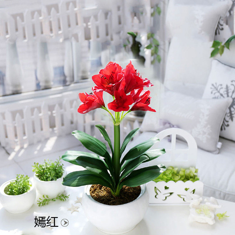 Hejia PU soft rubber feel Clivia simulation flower suit Living room green plant pot plant clean air decoration gift