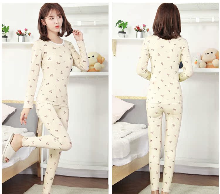 Mùa đông cơ thể bó sát nhiệt đồ lót nữ mỏng cộng với nhung Qiuyi Qiuku phù hợp với nữ sinh viên cơ sở hai bộ kiểu đồ bộ đẹp
