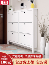 Ultra-slim shoe cabinet 17cm Home doorway tipping bucket Large-capacity entry into the family Locked Shoes Cabinet Integral to Wall Custom