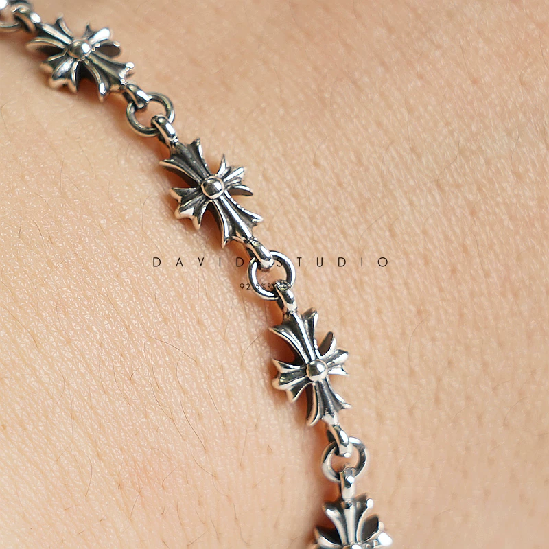 Retro bracelet, accessory, silver 925 sample, silver 925 sample, European style