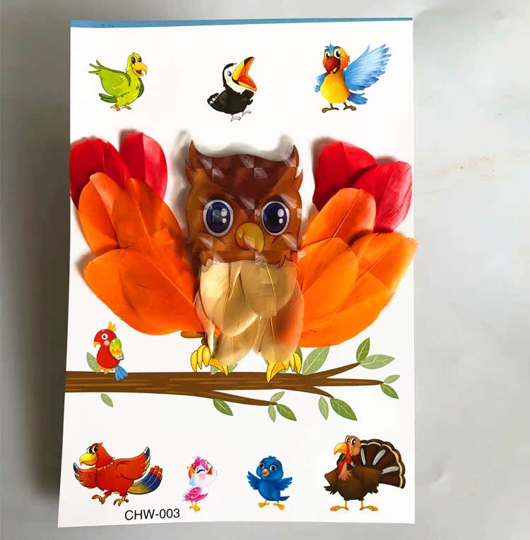 DIY làm bằng tay lông chim đồ chơi sáng tạo dán tay động vật dán dán làm bằng tay làm đồ dùng mầm non