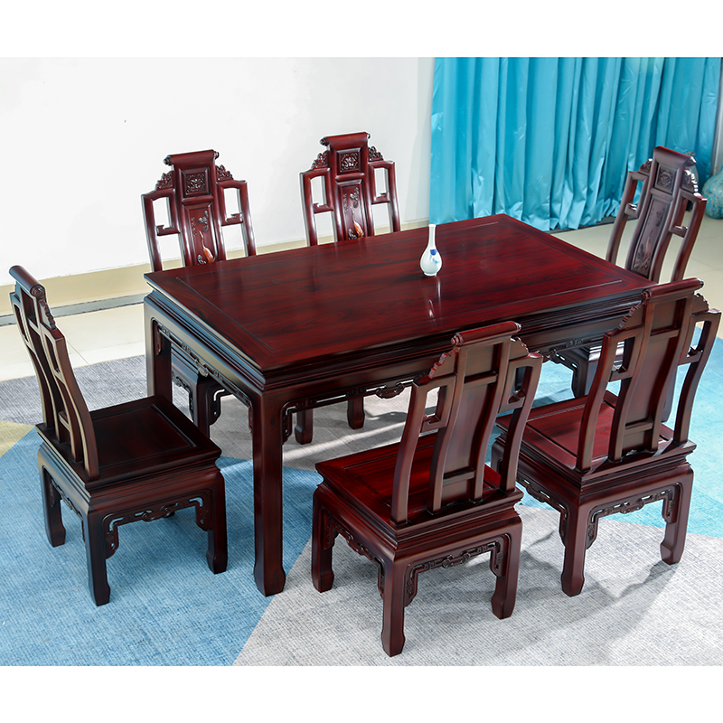 Acid branch wood dining table and chair combination mahogany furniture small apartment Chinese simple rectangular dining table solid wood dining table