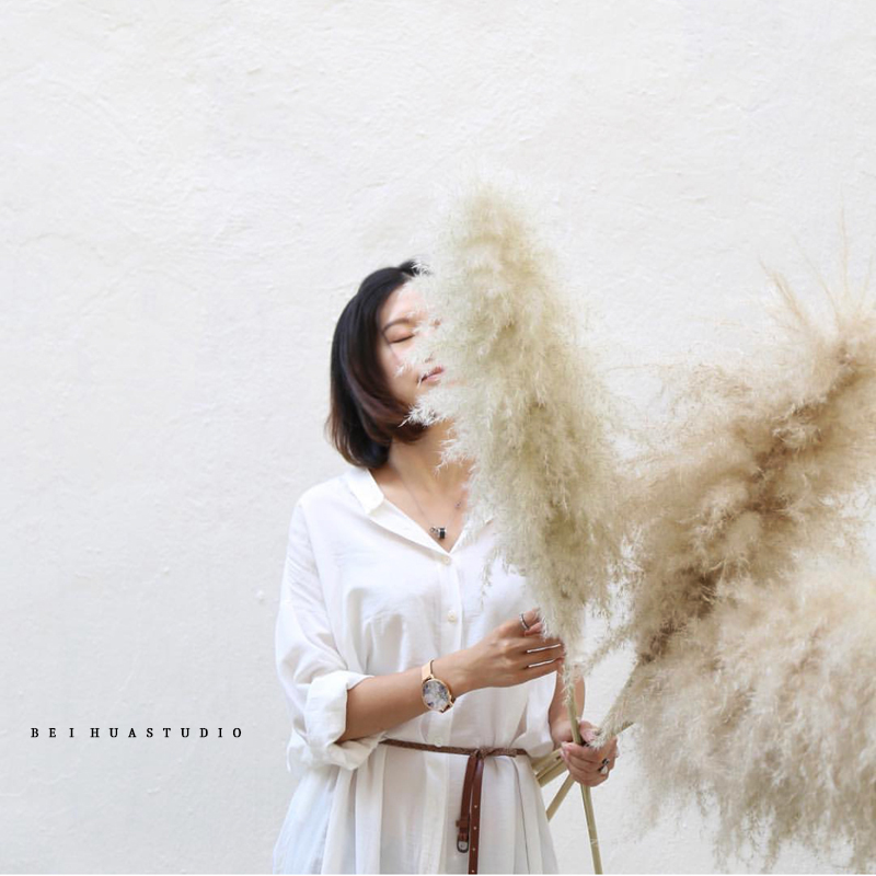 ins Korean Reed dried flowers bouquet big Reed idyllic plant decorations wedding scene arrangement shooting props