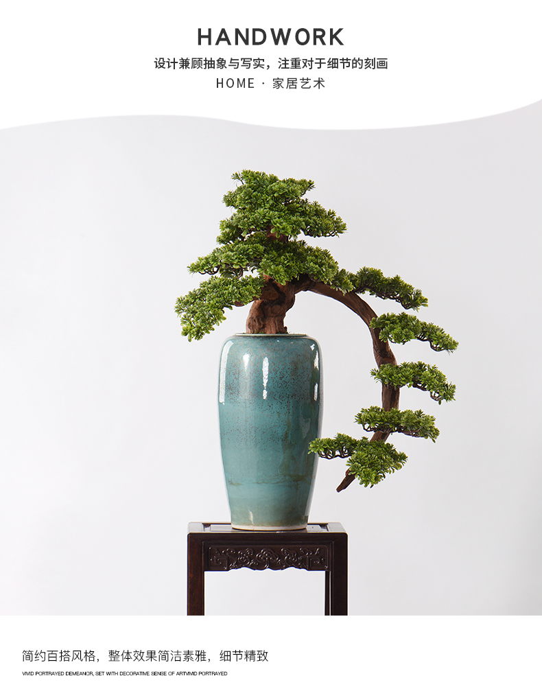 New Chinese style ceramic flower art simulation guest - the greeting pine tree furnishing articles example room pot sitting room porch teahouse hotel decoration