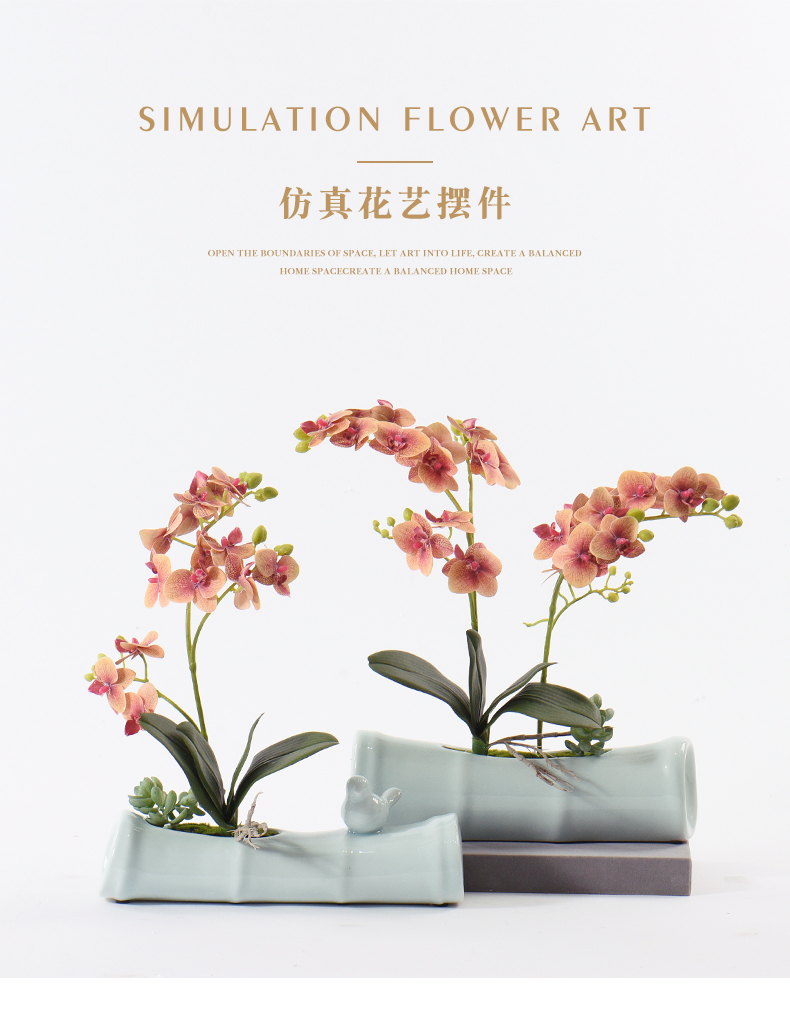 New Chinese style ceramic simulation dried flowers, bamboo flower art furnishing articles suit example room sitting room dining - room table soft decoration