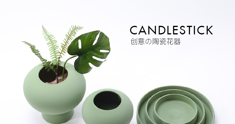 I and contracted plain green grinding ceramic vase tray was furnishing articles sitting room dining - room table flower implement soft decoration