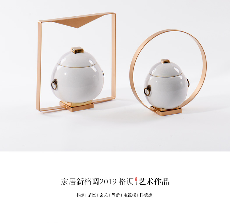 Nest light sent new Chinese style key-2 luxury gold ceramic pot furnishing articles sitting room partition screen wine storage tank soft decoration