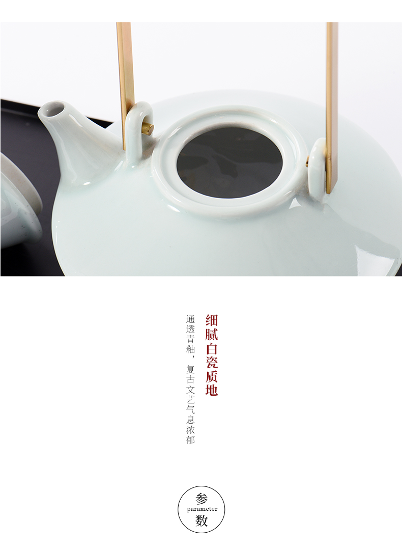 New classic ceramic tea set tea table is placed indoor furniture portable teapot teacup example room tea tray was soft decoration