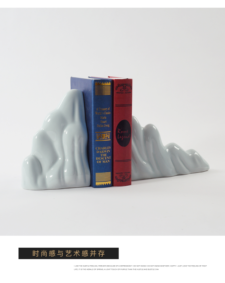 New Chinese style ceramic rockery bookends furnishing articles home study bedroom bookcase originality example room desktop soft adornment