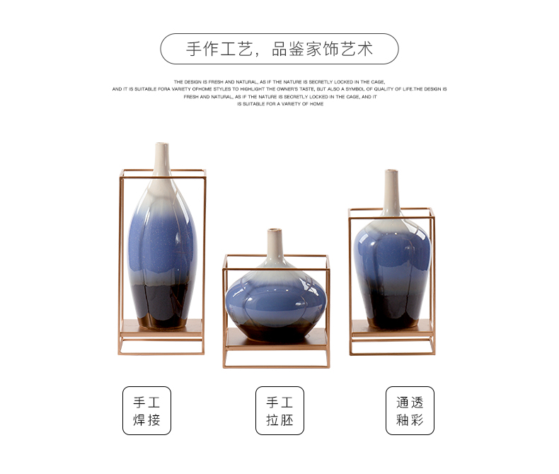 New classical three color porcelain pot rich ancient frame combination of furnishing articles Chinese style wine ark, side postmodern decoration decoration