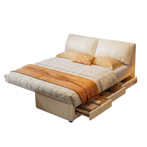 Winter Bear Elephant Ears Modern Simple Leather Bed Bay Window Splicing Storage Light Luxurious Italian Style Small Apartment Tatami Bed