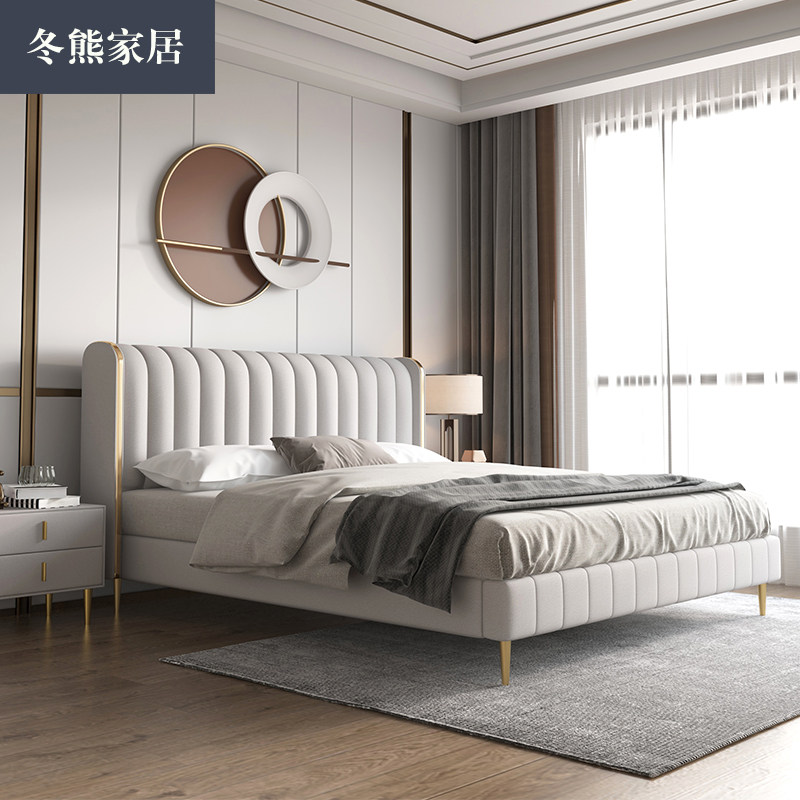 Winter Bear Light Luxury Modern Technology Building Bed Nordic Double Bedroom 1 8m Red Cloth Bed