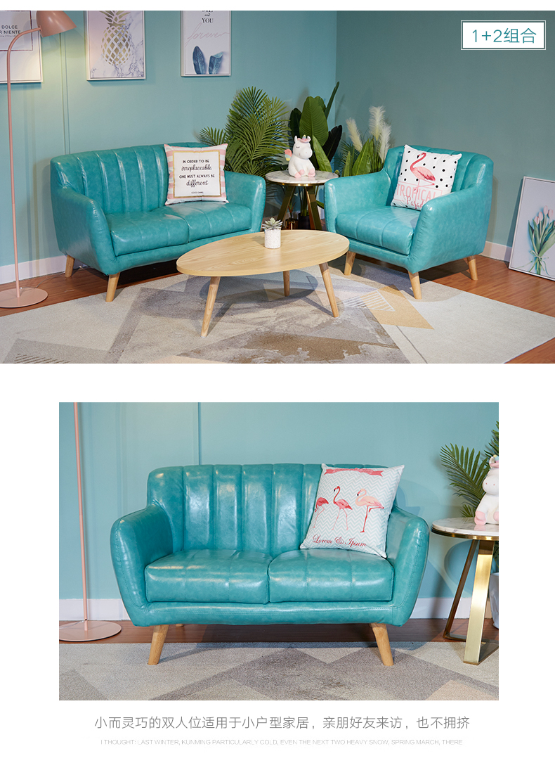 Bắc ou nhỏ sofa căn hộ phòng khách màu đỏ ròng mô hình kinh tế bộ đôi hai đôi sofa sofa da tối giản - Ghế sô pha sofa mây