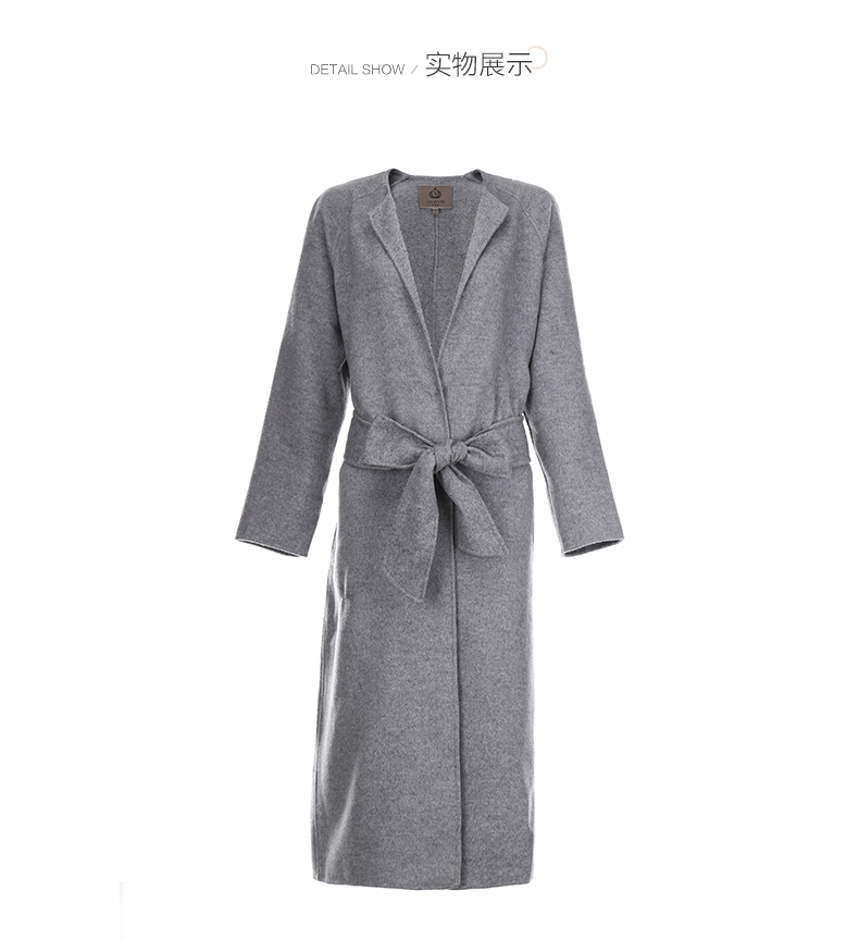 Cà vạt nhỏ hình chữ V ANMANI / có thắt lưng raglan tay áo khoác len thẳng I3663103 áo vest dạ nữ ngắn