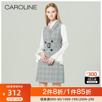 CAROLINE CAROLINE Autumn Plaid Collar Wover Dress ECR9AB07