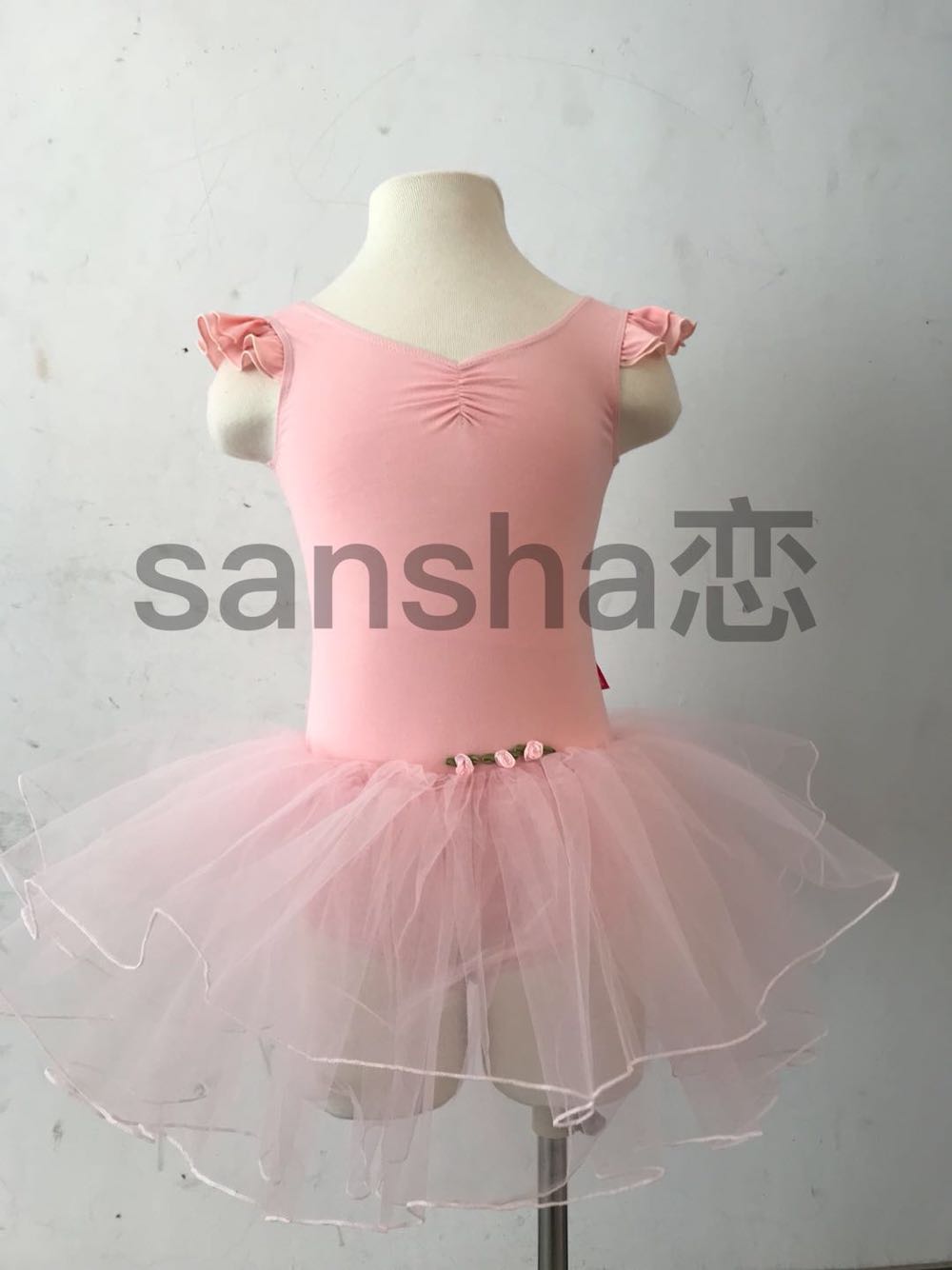 Sansha French Sansha children's ballet dance costume TUTU skirt gauze skirt practice skirt puff sleeves dance costume