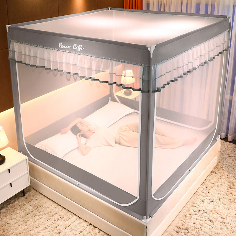 External Wearing Pole Sitting Bed Type Baby Anti-Fall Mosquito Net Three Door Open Encryption Thickened Bracket Universal Bedroom Children Palace 2m-Taobao