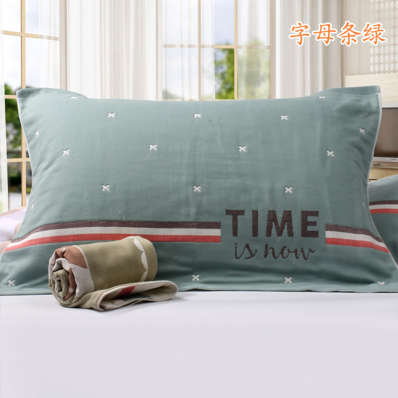 Phim hoạt hình mục vụ xác thực tăng trưởng bông gạc gối khăn cặp giường mềm dày vỏ gối vuông
