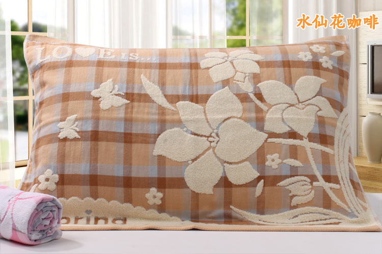 Gối khăn bông gạc người lớn jacquard vải tăng dày mềm đích thực phim hoạt hình vài mô hình không phai