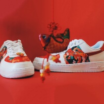 Wooden plum sneakers custom Chinese koi AF1 Air Force One low-top diy hand-painted graffiti Nike