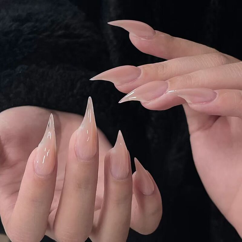 Rc Handmade Finished Nail Art Press-On Nails Short Dragon Claw Nails Animal Nails Cat Claw Classic Nude Color