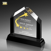 Creative Crystal Trophy Medal Custom Set Up Black Splicing Authorization Card Pentagram Production Lettering Award Gift