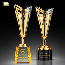 Creative Wheat Ears Metal Trophy Customised Upscale Crystal Trophy to do Annual Conference Awards Trophy Bank Excellent Employee