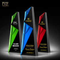 Creative crystal trophy customized high-end excellent employee medal customized production company Annual Award prize lettering
