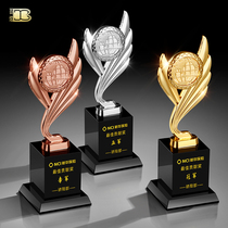 High-end Metal Trophies Custom Creativity Earth Tin Alloy Gold And Silver Bronze Crystal Trophy Lettering Excellent Employee Medals