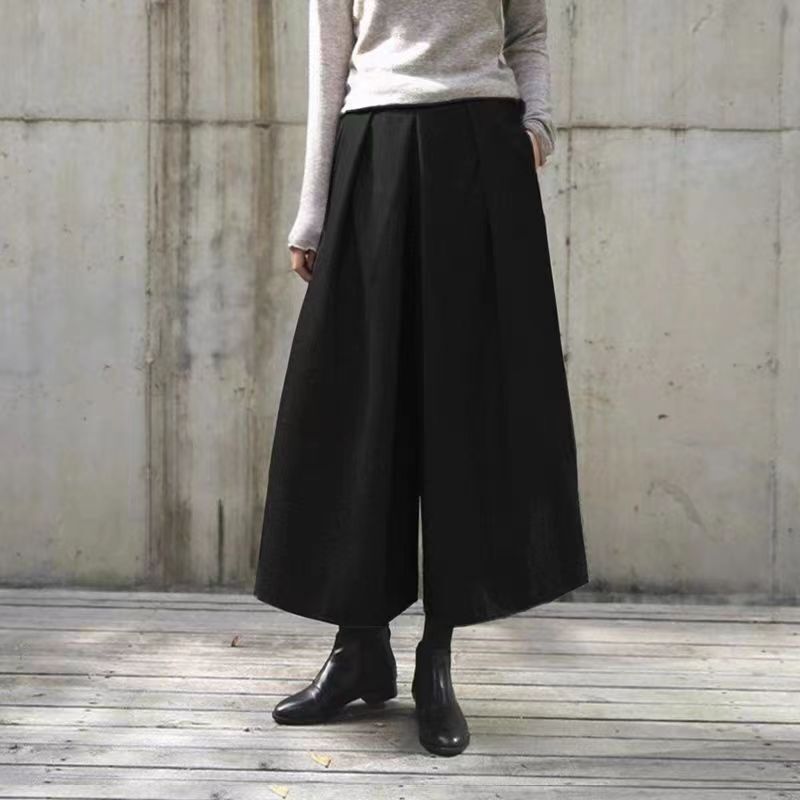 High-Waisted Woolen Wide-Leg Pants for Women, Autumn and Winter 2024, Slimming Skirt Pants, Wool Cropped Pants, Loose Straight-Leg Pants, Thickened High-Waisted Woolen Wide-Leg Pants for Women, Autumn and Winter 2024, Slimming Skirt Pants, Wool Cropped Pants, Loose Straight-Leg Pants, Thickened