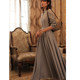 2022 spring and autumn big swing slim long gray dress new style slim French retro temperament to ankle long skirt