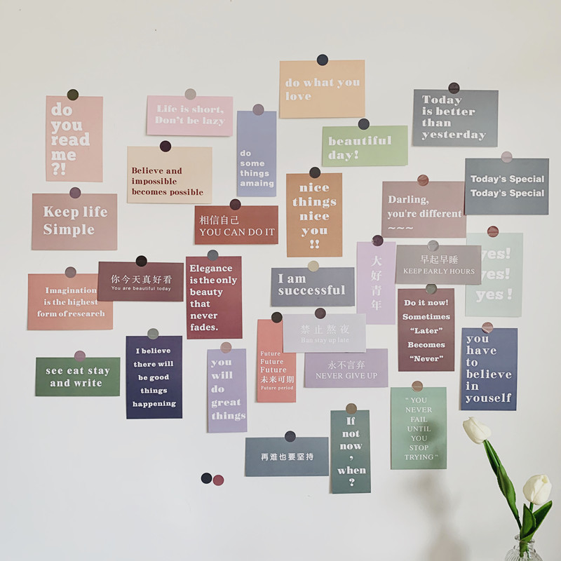 Ins wind text inspirational decoration card room dormitory wall decoration sticker literary mobile phone shell small card