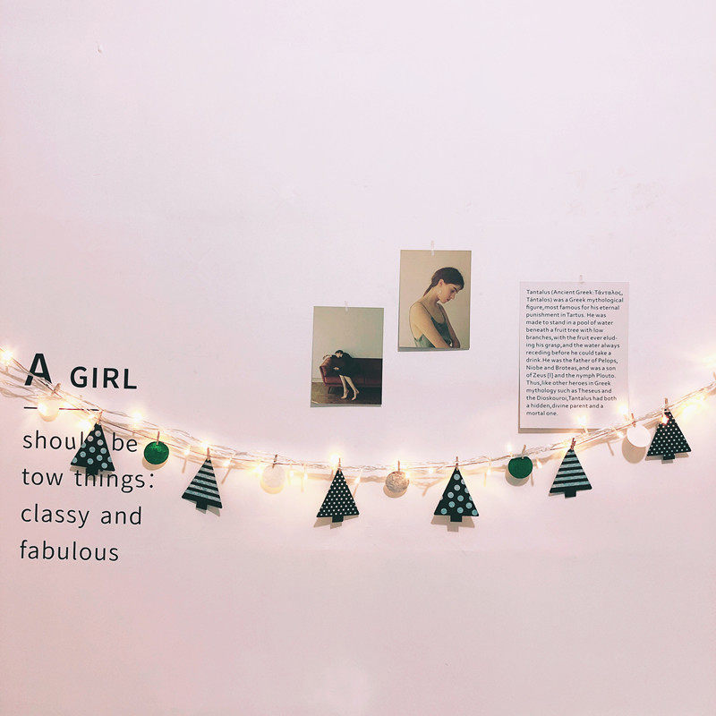 ins north European wind felt burra flowers Christmas tree hanging flags full of stars and accessories for Christmas dress