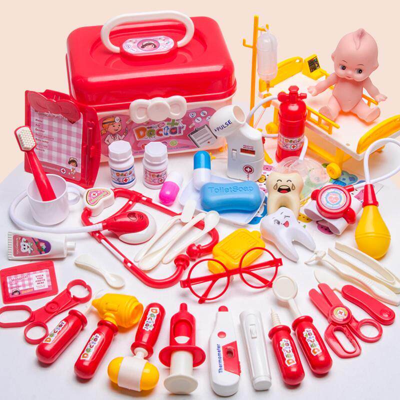 Children's simulation little doctor toy set baby playing house sound and light stethoscope girl nurse injection medical box
