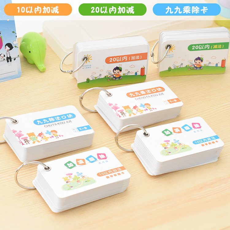 Recognition card multiplication formula table teaching aids multiplication card ninety-nine multiplication table student learning card addition within 10