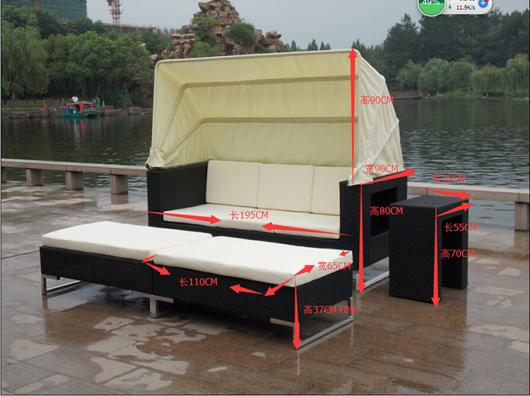 Giường ngoài trời mây vườn giải trí đồ nội thất sân vườn ban công đôi sofa giường ngoài trời hồ bơi ngoài trời bàn ghế ngoài trời