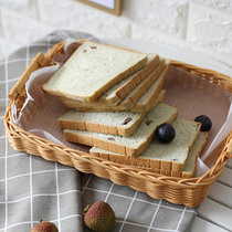  Japanese rattan storage tray Binaural tray European pastoral rattan tray Bread tray Food storage basket Round display basket
