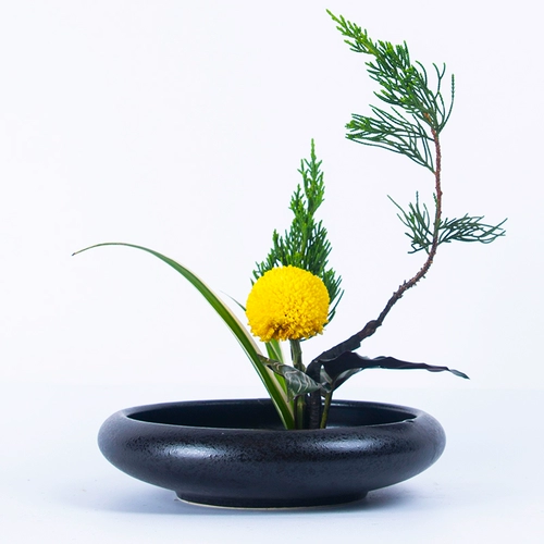 Китайская стиль японская стиль цветочная ловушка Цветочная церемония мечом гора цветочный художник маленький оригинальный поток керамика черный цветок мягкий формирующий материал