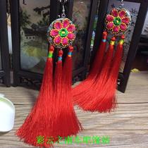 Bohemian ethnic wind flow Su Long Earrings Without Ear Clips Ice Silk Thread Stage Performance Ear Accessories