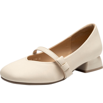 Mary Jane womens shoes 2024 new French shallow mouth single shoes spring and summer small leather shoes one-leg temperament gentle evening shoes