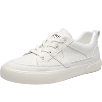 White shoes for women 2024 new hot style summer breathable soft sole comfortable casual sneakers flat leather panel shoes for women