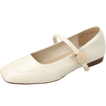 French Mary Jane small leather shoes for women 2024 new summer white shallow mouth single shoes square toe gentle wind evening shoes