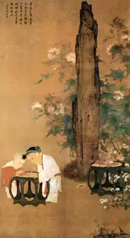 A copy of the two-piece painting and calligraphy Song Su Hanchen: The original installation of the Qiu Ting drama baby chart