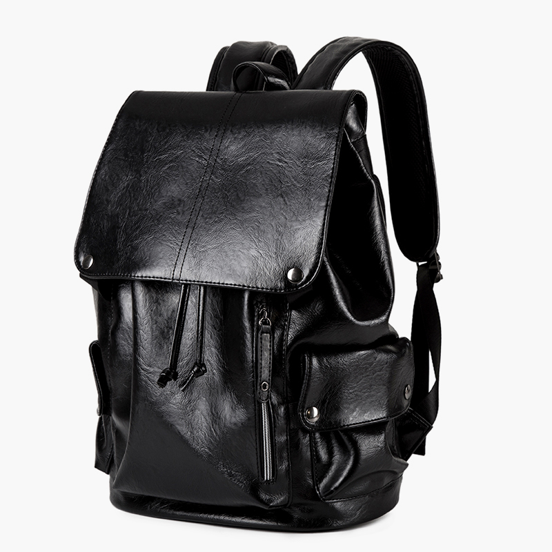 New genuine leather fashion college student bag computer bag personality street clamshell drawing with double shoulder bag outdoor travel back