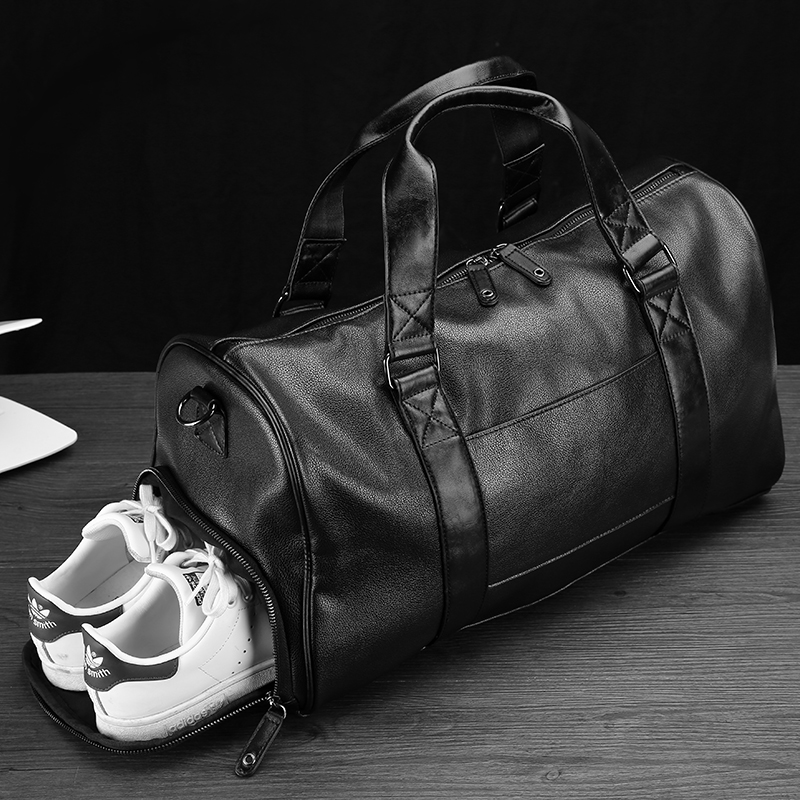 New Genuine Leather Large Capacity Men's Bags Bull Leather Fitness Travel Bag Hand Travel Bag Single Shoulder Bag Slanted Satchel Shoes Bag